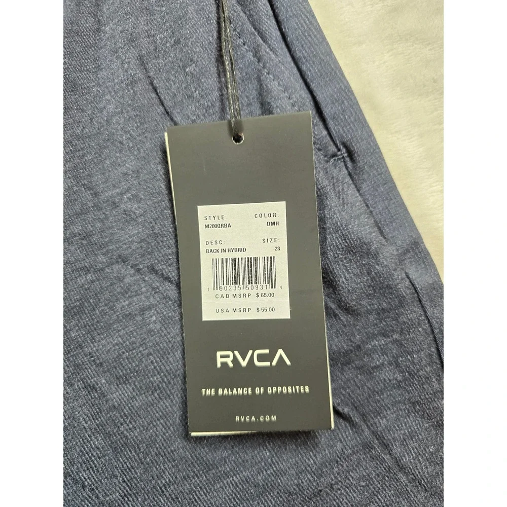 RVCA Hybrid Shorts Mens 28 Blue Cotton Stretch Walkshorts Back In Hybrid NEW